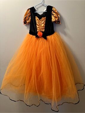 Orange and Black Tulle witch, pumpkin Princess Dress kids costume